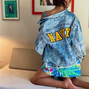 SOLD Navy Acid Wash Jean Jacket